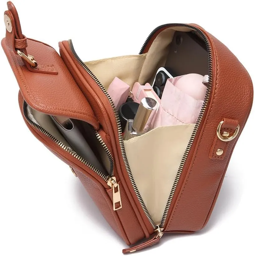 Collaboraten1 Crossbody Leather Bag, Purse Cross Body, Crossbody Shoulder Leather Wallet with Card Slots for Women Men