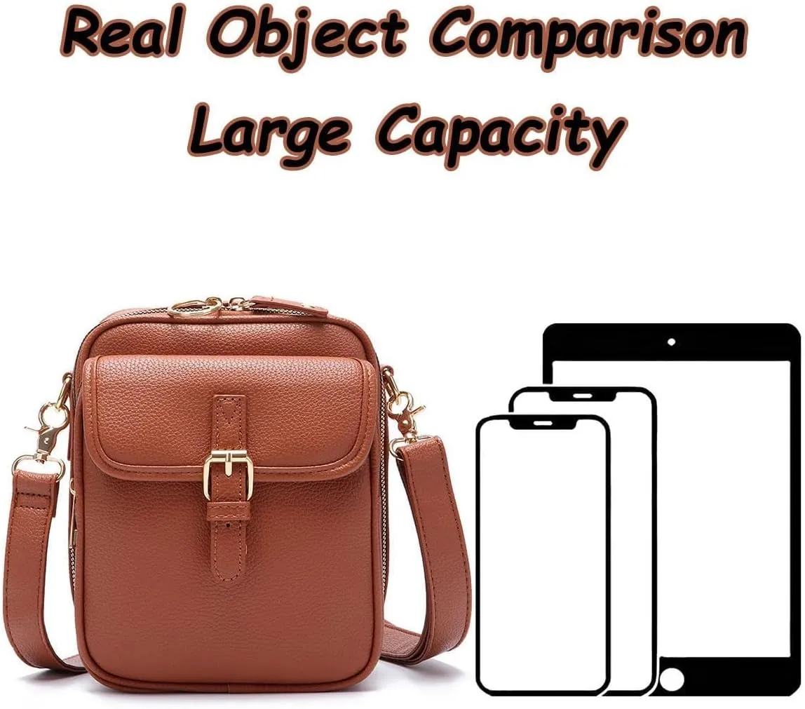 Collaboraten1 Crossbody Leather Bag, Purse Cross Body, Crossbody Shoulder Leather Wallet with Card Slots for Women Men