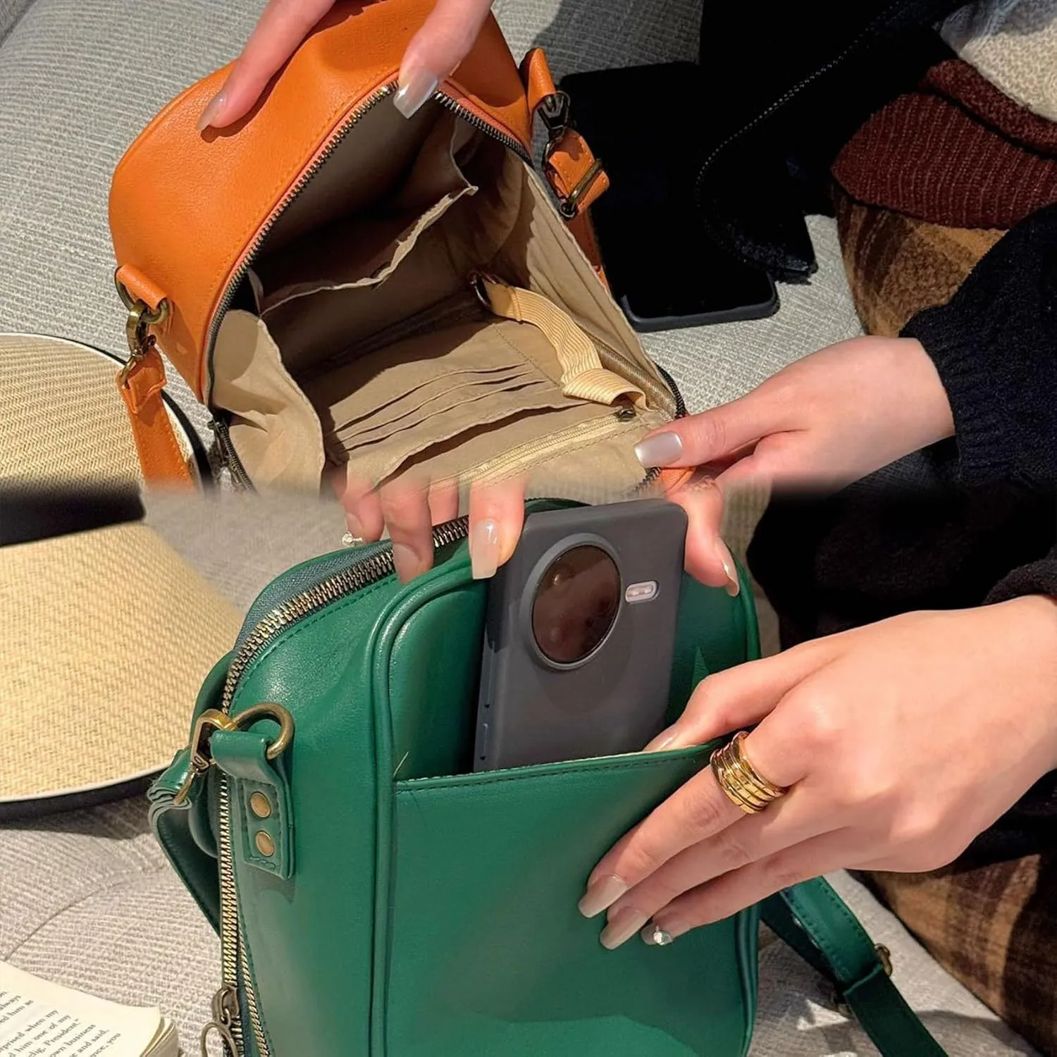 Collaboraten1 Crossbody Leather Bag, Urvash Crossbody Anti Theft Leather Bag for Women Travel
