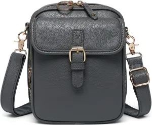 CollaboratenVegan Leather Crossbody Bag - Double Layer Large Capacity Anti-Theft Mini Messenger Bag for Women/Men