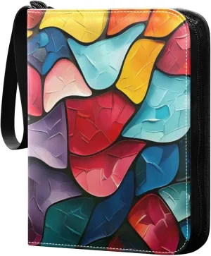 Colorful Leaf Background Card Binder Trading Cards Holder 4-Pocket，Album Pages Card Display Sleeves Fits 400 Cards Collector Book