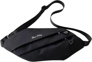 Colorful Octagon Crossbody Slim Hidden Travel Sling Bag Fanny Pack, Anti Theft Lightweight Casual Shoulder Backpack, Zipper Daypack for Work Hiking Outdoor Sports (Black)