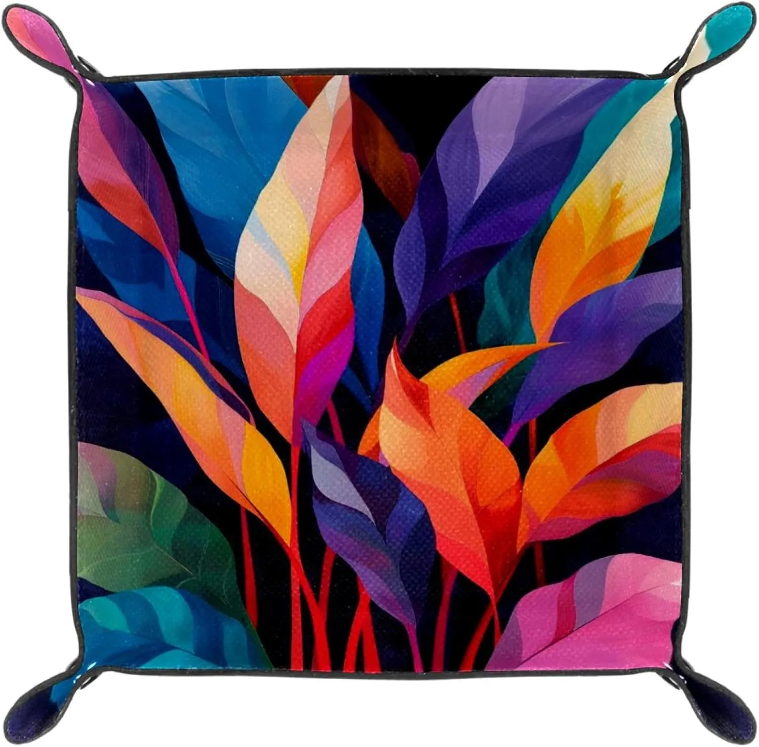 Colorful Plant Leaves Stacking Jewelry Organizer Trays, Desk Drawer Organizer Tray for Earrings, Bracelets, Rings, Small and Stylish