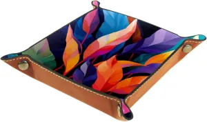 Colorful Plant Leaves Stacking Jewelry Organizer Trays, Desk Drawer Organizer Tray for Earrings, Bracelets, Rings, Small and Stylish