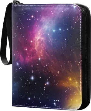 Colorful Space Star Card Binder, 400 Pockets Card Holder with 50 Sleeves, Sturdy Card Holder Folders for Game Cards & Sports Cards