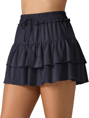 Colorfulkoala Skirts for Women High Waist Mini Tiered A-Line Flowy Shorts Tennis Golf Casual Skorts with Pockets