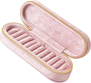 Compact Plush Jewelry Holder Protective Plush Jewelry Container with Zips for Necklaces and Small Trinkets
