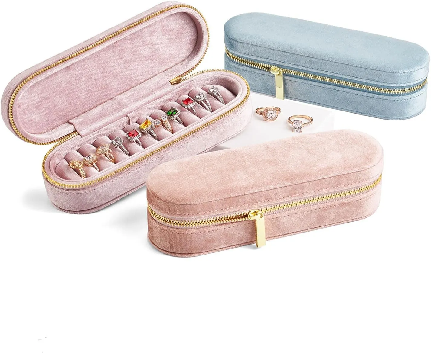 Compact Plush Jewelry Holder Protective Plush Jewelry Container with Zips for Necklaces and Small Trinkets