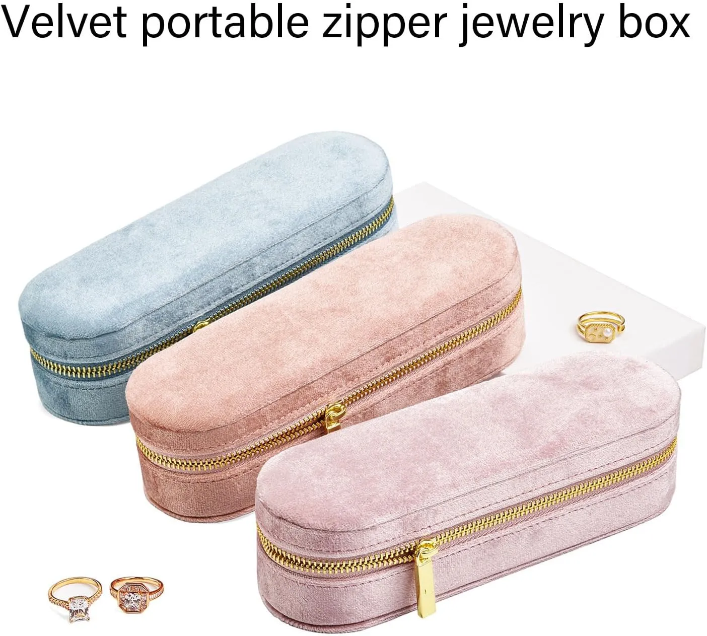 Compact Plush Jewelry Holder Protective Plush Jewelry Container with Zips for Necklaces and Small Trinkets
