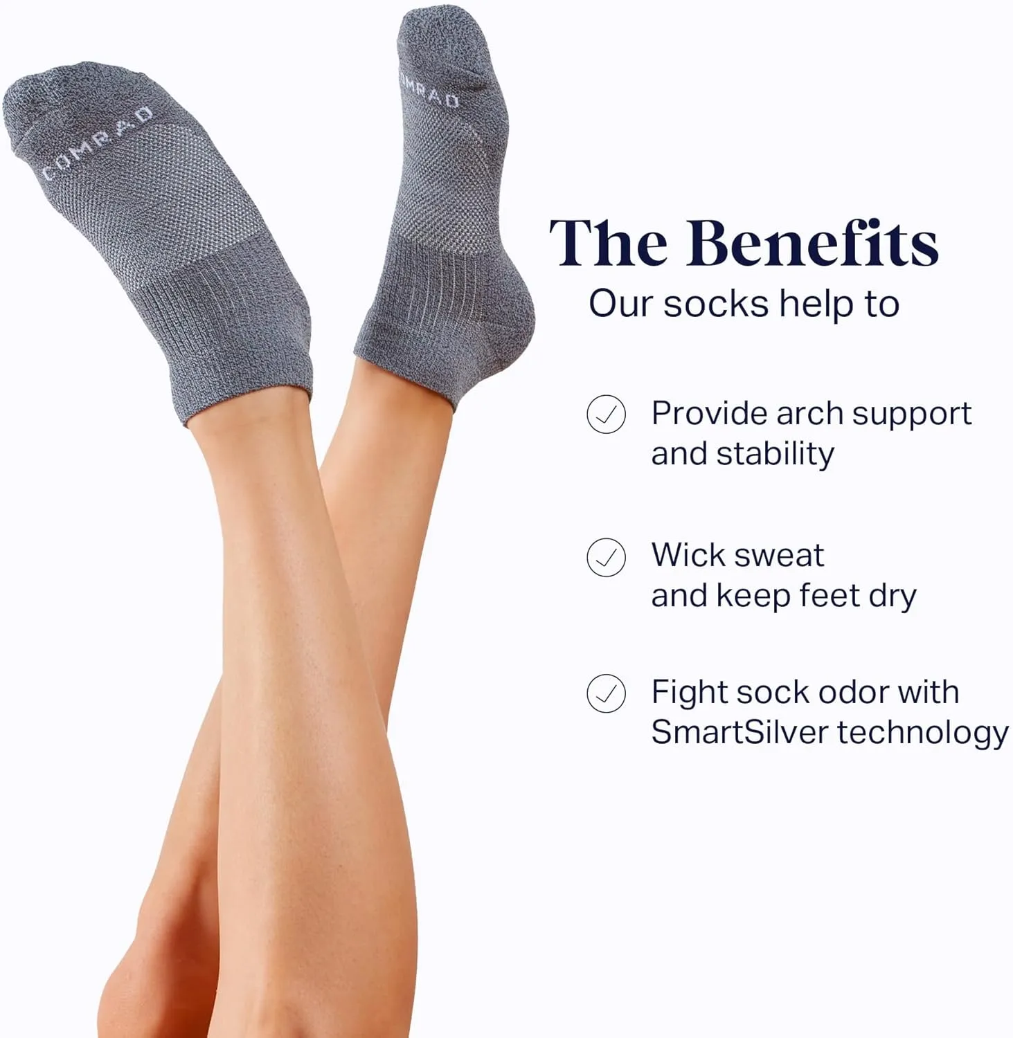 Comrad 3-Pack Nylon Ankle Compression Socks with Targeted Arch Compression