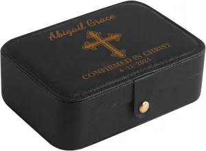 Confirmation Gifts for Teen Girls Teenagers Personalized Jewelry Box Organizer Custom Name Date Cross, Confirmation Gifts for Women Customized Travel Jewelry Case Confirmation Keepsake