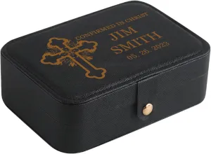 Confirmation Gifts for Teen Girls Teenagers Personalized Jewelry Box Organizer Custom Name Date Cross, Confirmation Gifts for Women Customized Travel Jewelry Case Confirmation Keepsake