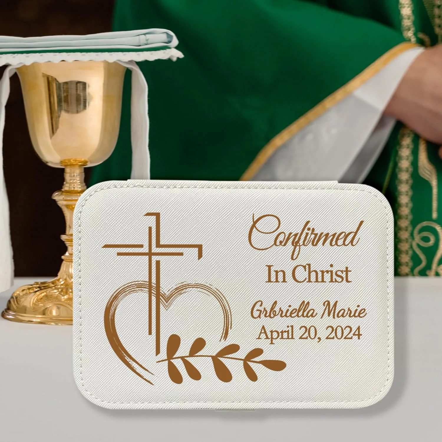 Confirmation Gifts for Teen Girls Teenagers Personalized Jewelry Box Organizer Custom Name Date Cross, Confirmation Gifts for Women Customized Travel Jewelry Case Confirmation Keepsake