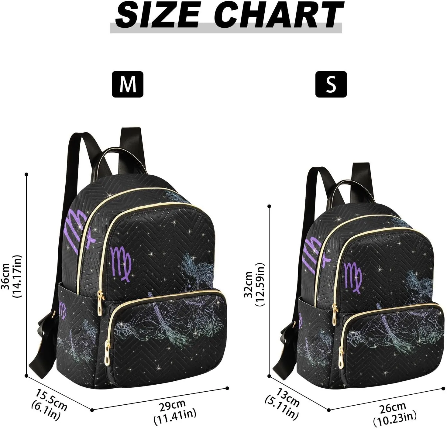 Constellation Zodiac Sign Virgo Mini Backpack for Women, LightWeight Travel Backpack Purse Shoulder Bag Small Casual Daypack for Womens