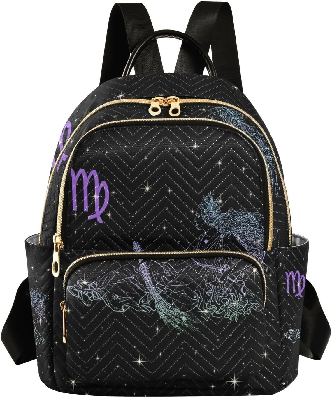 Constellation Zodiac Sign Virgo Mini Backpack for Women, LightWeight Travel Backpack Purse Shoulder Bag Small Casual Daypack for Womens