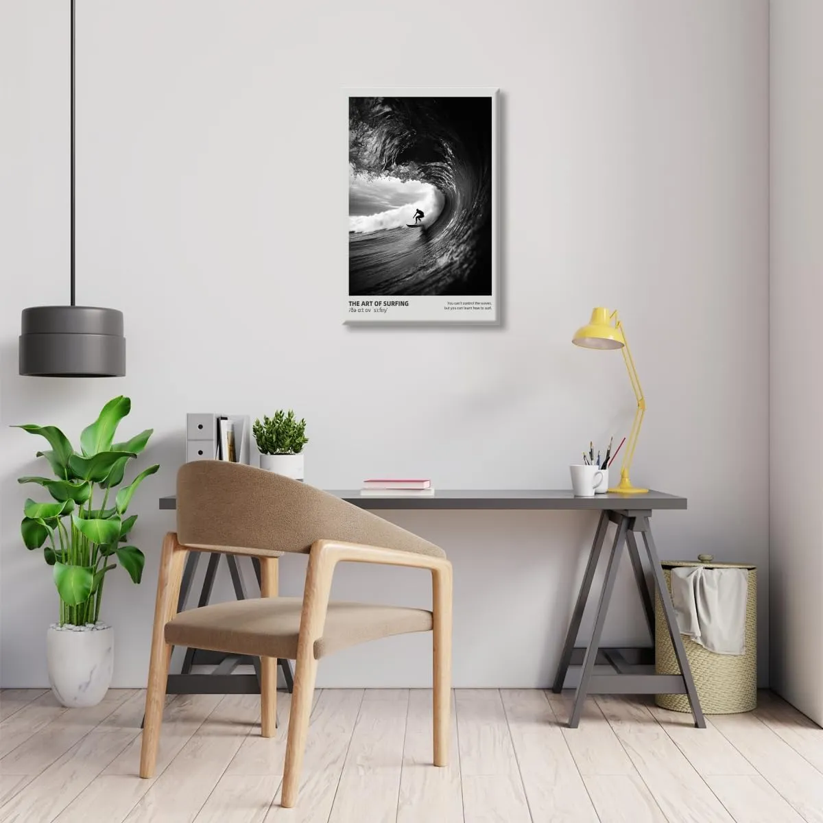 Cool Black and White Surfing Canvas Wall Art Surfer Wave Photography Poster Coastal Minimalist Ocean Print Beach House Decor Motivational Men Surf Room Tropical Pictures Painting 16x24inch Unframed
