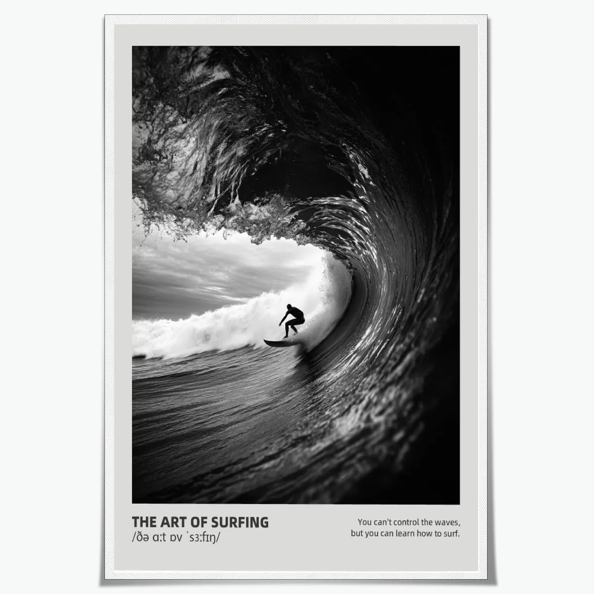 Cool Black and White Surfing Canvas Wall Art Surfer Wave Photography Poster Coastal Minimalist Ocean Print Beach House Decor Motivational Men Surf Room Tropical Pictures Painting 16x24inch Unframed