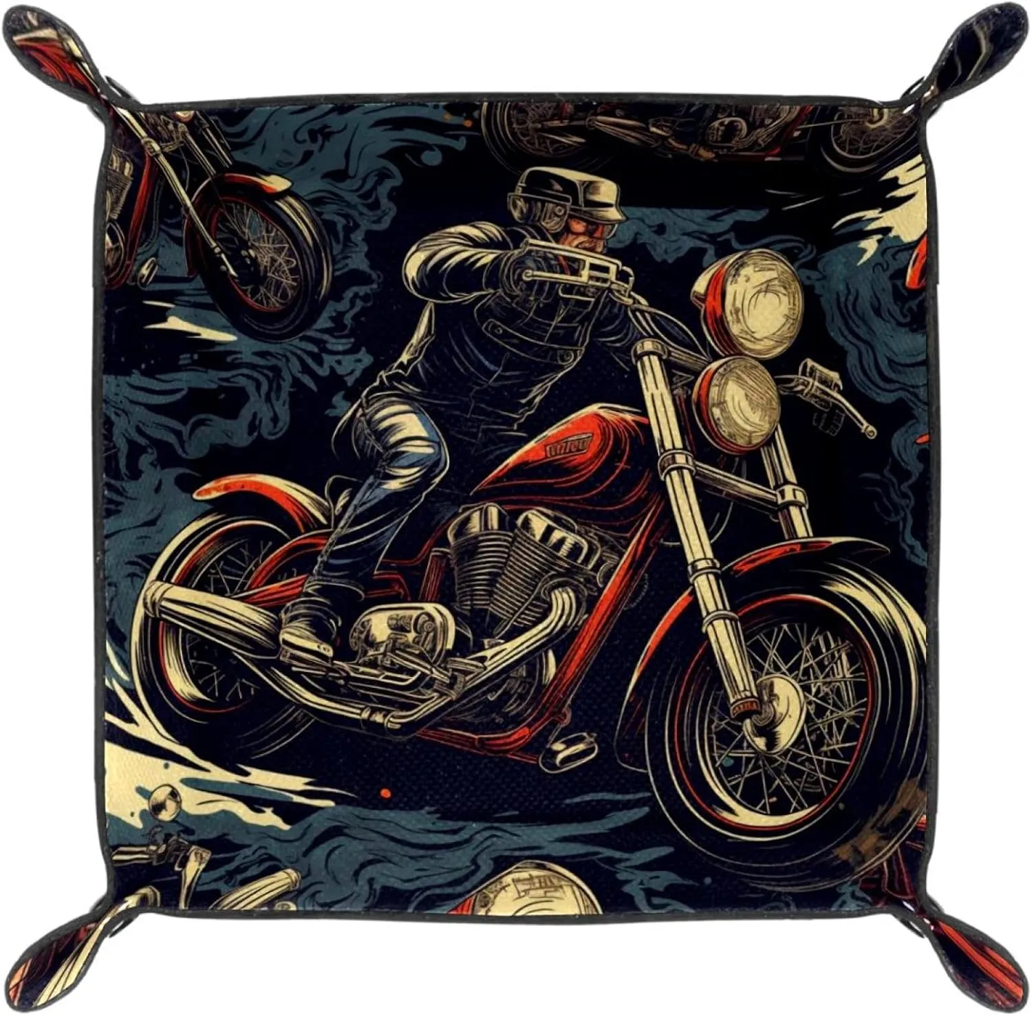 Cool Motorcycle Stacking Jewelry Organizer Trays, Desk Drawer Earring Tray for Women and Girls, Small Jewelry Storage Tray