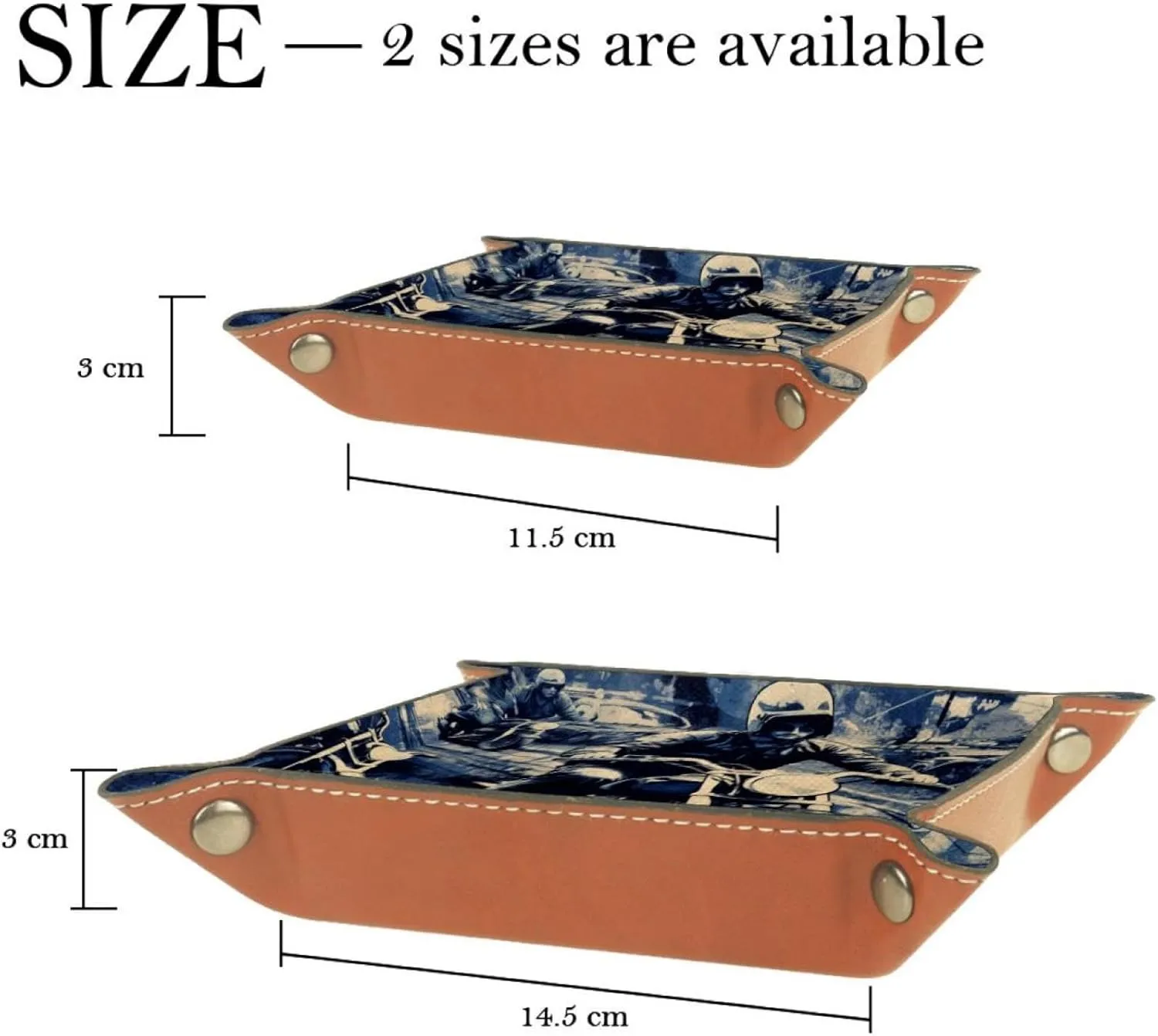 Cool Motorcyclist Stacking Jewelry Organizer Trays, Desk Drawer and Dresser Organizer for Women and Girls, 20.5x20.5cm, snh-001