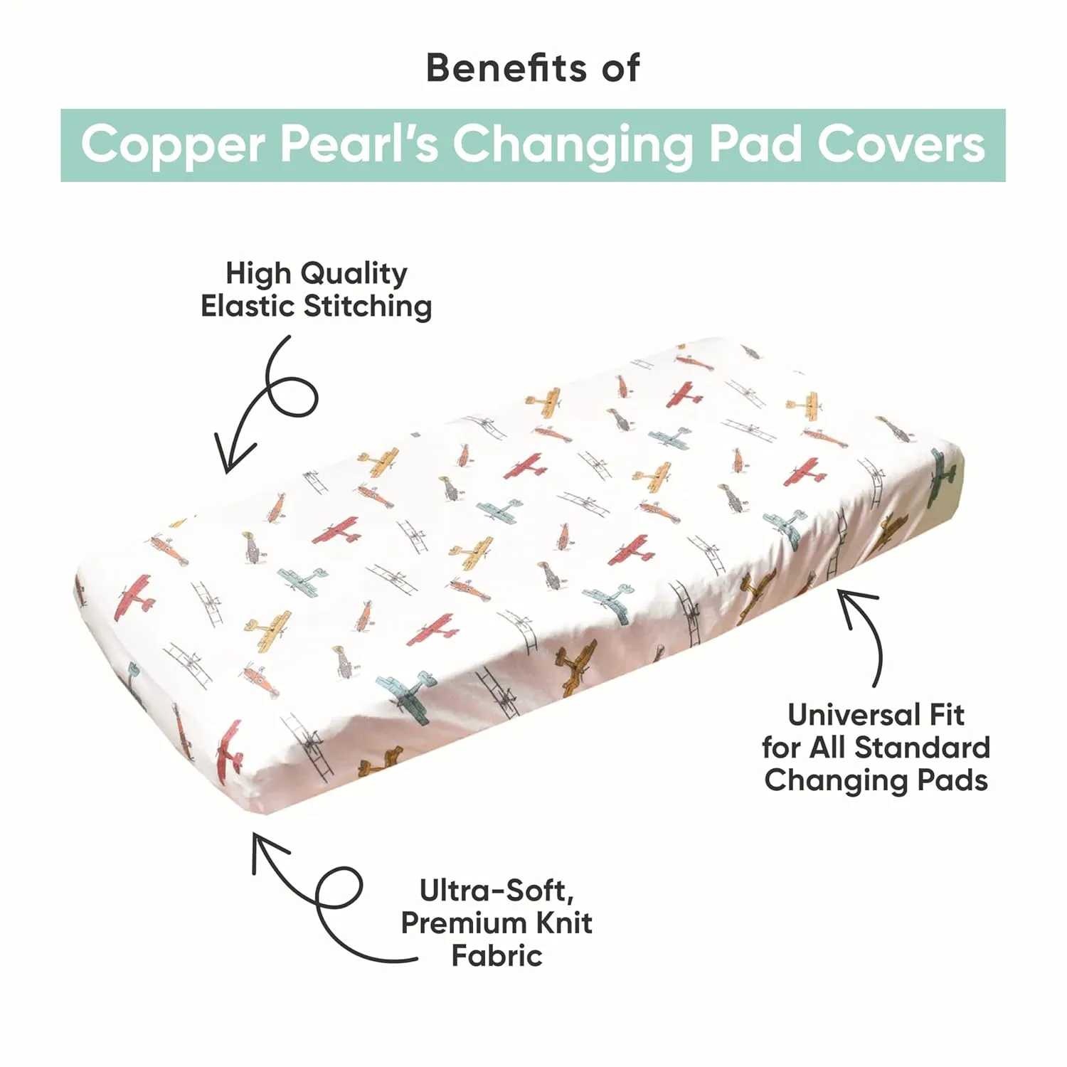 Copper Pearl Premium Knit Changing Pad Cover Soft, Stylish, and Universal Fit for All Standard Diaper Changing Pads, Trendy Design Changing Pad Covers, Alder