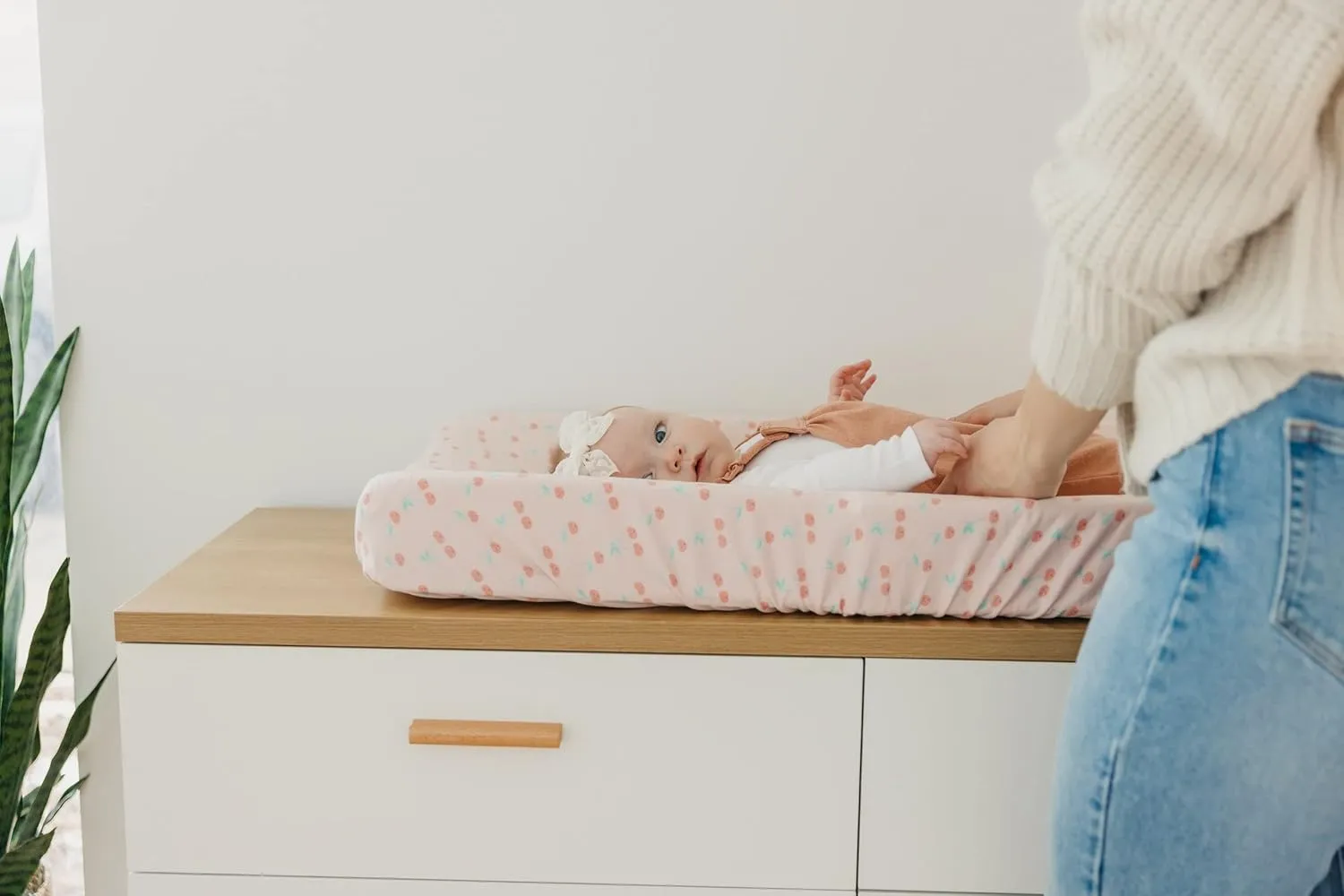 Copper Pearl Premium Knit Changing Pad Cover : Soft, Stylish, and Universal Fit for All Standard Diaper Changing Pads, Trendy Design Changing Pad Covers, Cheery