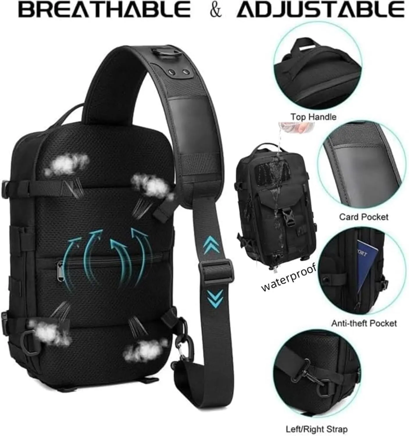 Cosmos Explorer Sling Bag, Anti Theft Tactical, Dustproof, Scratchproof and Waterproof with Belt Buckle (Blue)