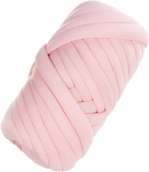 CRASPIRE 27Yds Chunky Cotton Yarn Jumbo Tube Yarn Hand Knitting Giant Thick Bulky Fluffy Thread Crocheting 0.55 Lb Soft Polyester Lush Velvet Fabric Yarn for Handbags Pillow Blankets Crafts Pink Peach