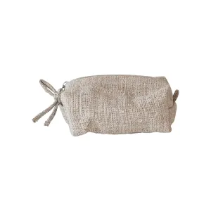 Creative Co-Op Woven Hemp Fiber Zip Pouch with Handle and Cotton Lining, Natural