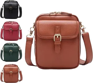 Crossbody Leather Bag, Vintage Large Capacity Messenger Bag with 10 Card Slots