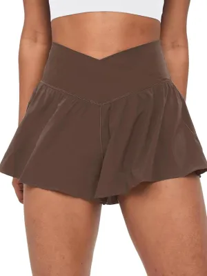 Crossover Flowy Shorts for Women 2 in 1 Athletic Butterfly Running Shorts Tennis Gym Workout Skort with Pocket