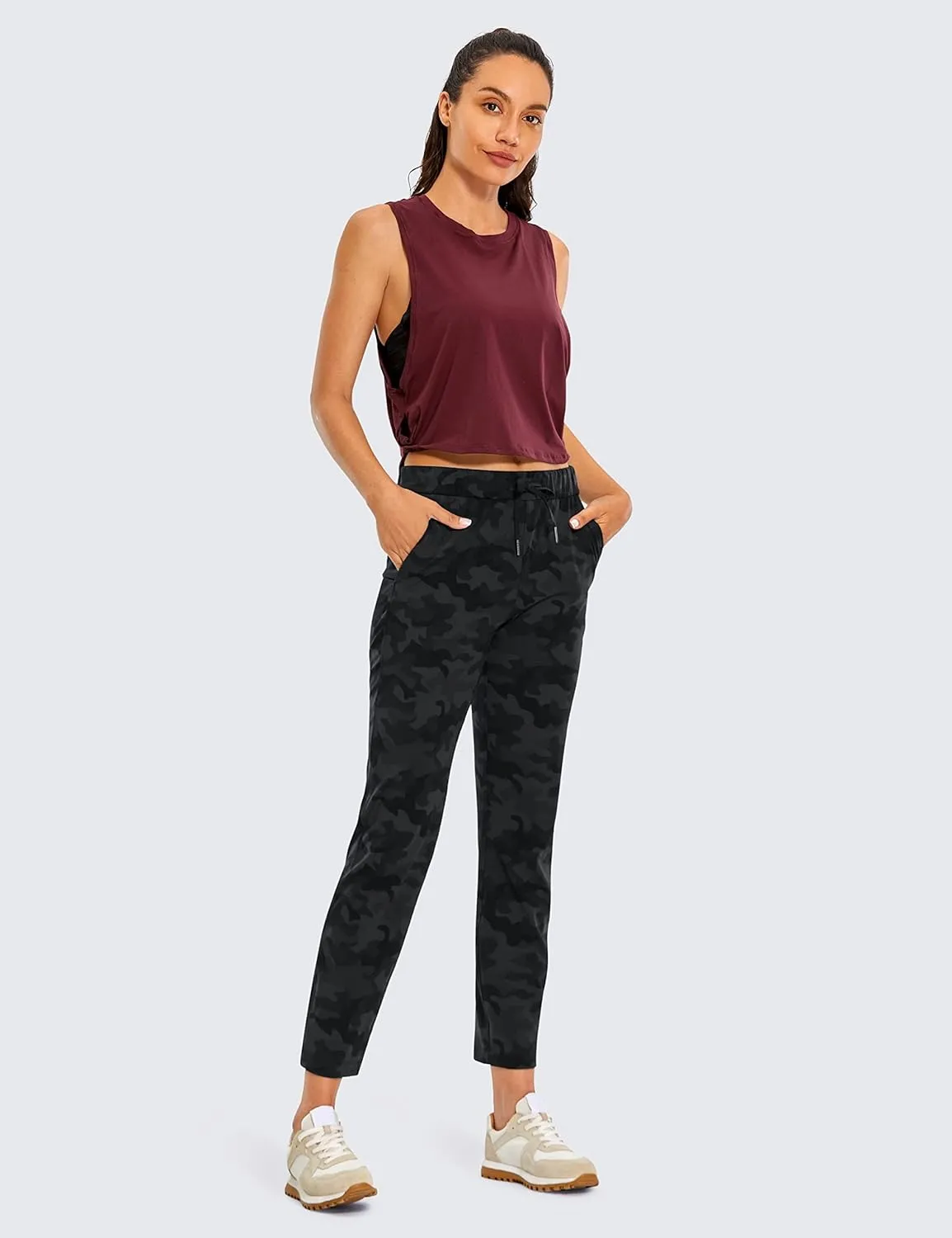 CRZ YOGA Womens 4-Way Stretch 7/8 Ankle Golf Pants Work Sweatpants Dress Yoga Travel Casual Lounge Workout Trousers Pockets