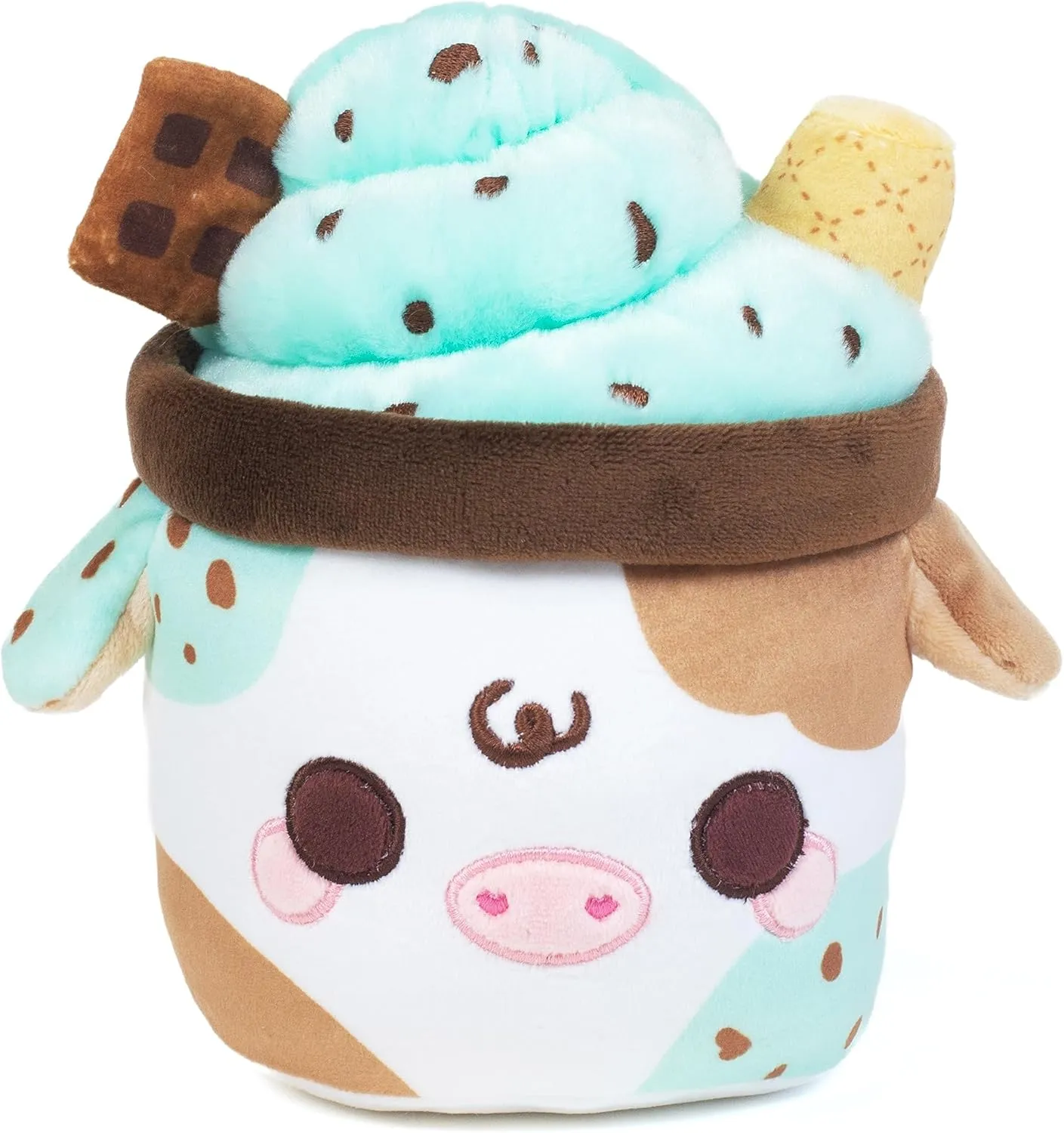 Cuddle Barn PlushGoals - Mint Chocolate Chip Mooshake | Super Soft Kawaii Scented Stuffed Animal Plush Toy, 7 inches