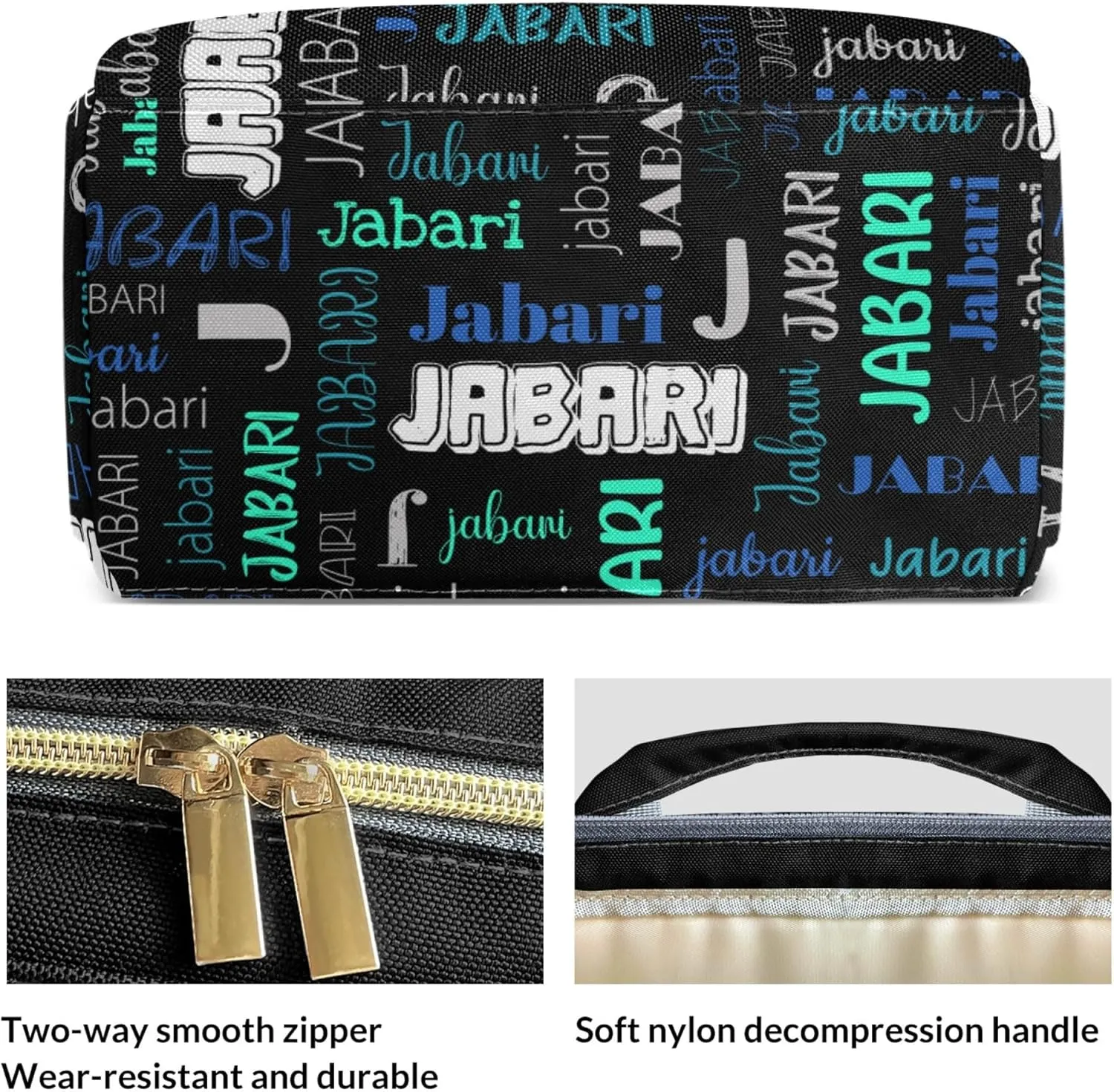 Custom Diaper Bag Backpack for Moms with Name Personalized NameNursing Bag Insulated Pockets Daypack Travel Bag (Black Green 2), 16 inches