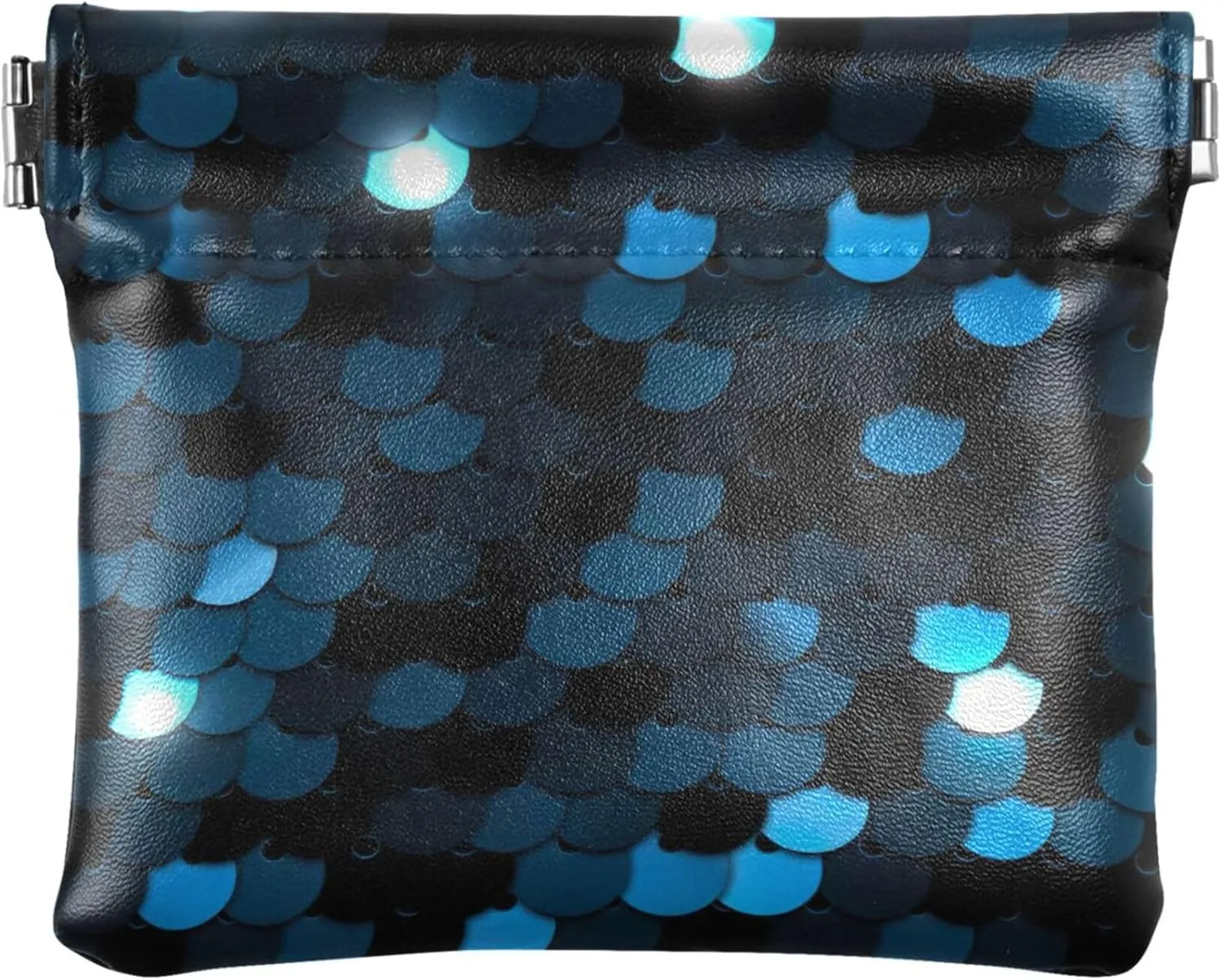 Custom Leather Coin Purse for Men Women Blue Sequined Texture Eps10 Squeeze Change Bag Card Pouch