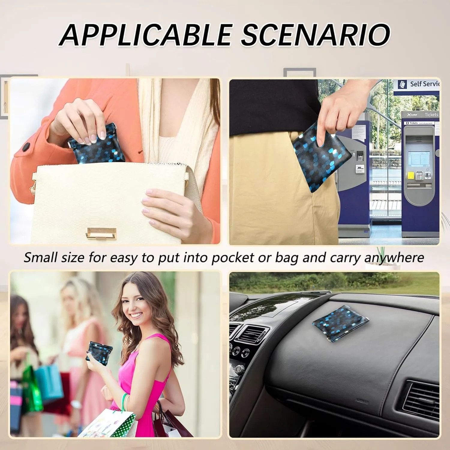 Custom Leather Coin Purse for Men Women Blue Sequined Texture Eps10 Squeeze Change Bag Card Pouch