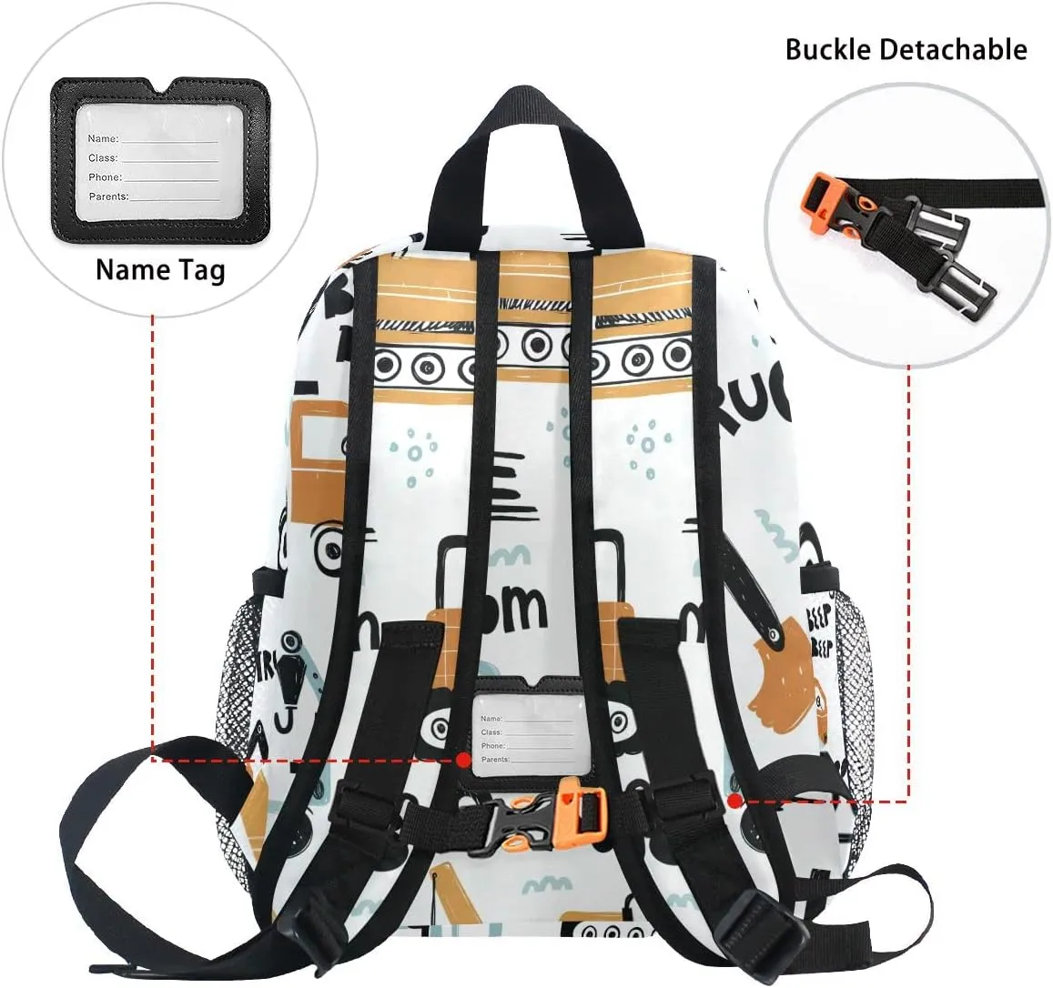 Custom Preschool Backpack with Chest Strap,Personalized Backpack with Name/Text Daycare Bag,Funny Construction Transport Car Nursery Bag Diaper Bag,S, Multi 16, One Size