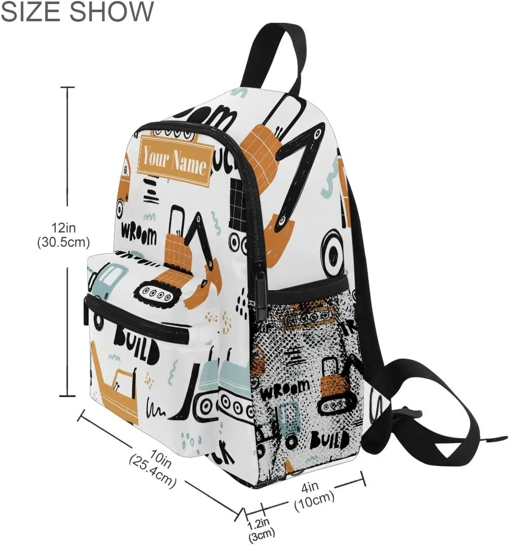Custom Preschool Backpack with Chest Strap,Personalized Backpack with Name/Text Daycare Bag,Funny Construction Transport Car Nursery Bag Diaper Bag,S, Multi 16, One Size