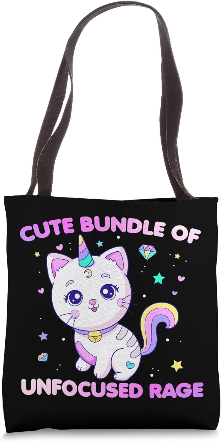 Cute Bundle Of Unfocused Rage Goth Gothic Pastel Cat Tote Bag