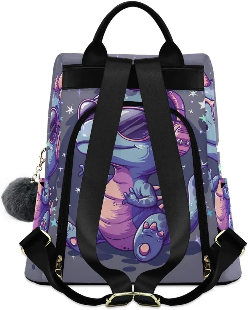 Cute Dinosaur Character Fashion Backpack Purse for Women Back Zipper Pocket Design