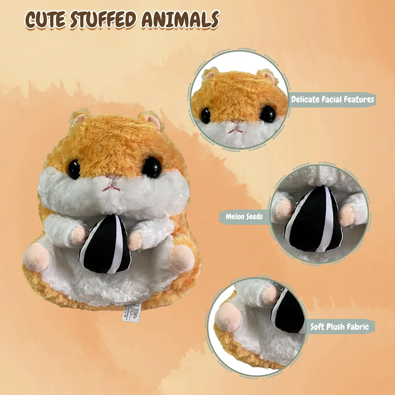 Cute Hamster Plush Toy,15.7inch Hamster Stuffed Animal Plush Pillow,Soft Stuffed Toy Birthday for Kids Boys Girls (Brown)