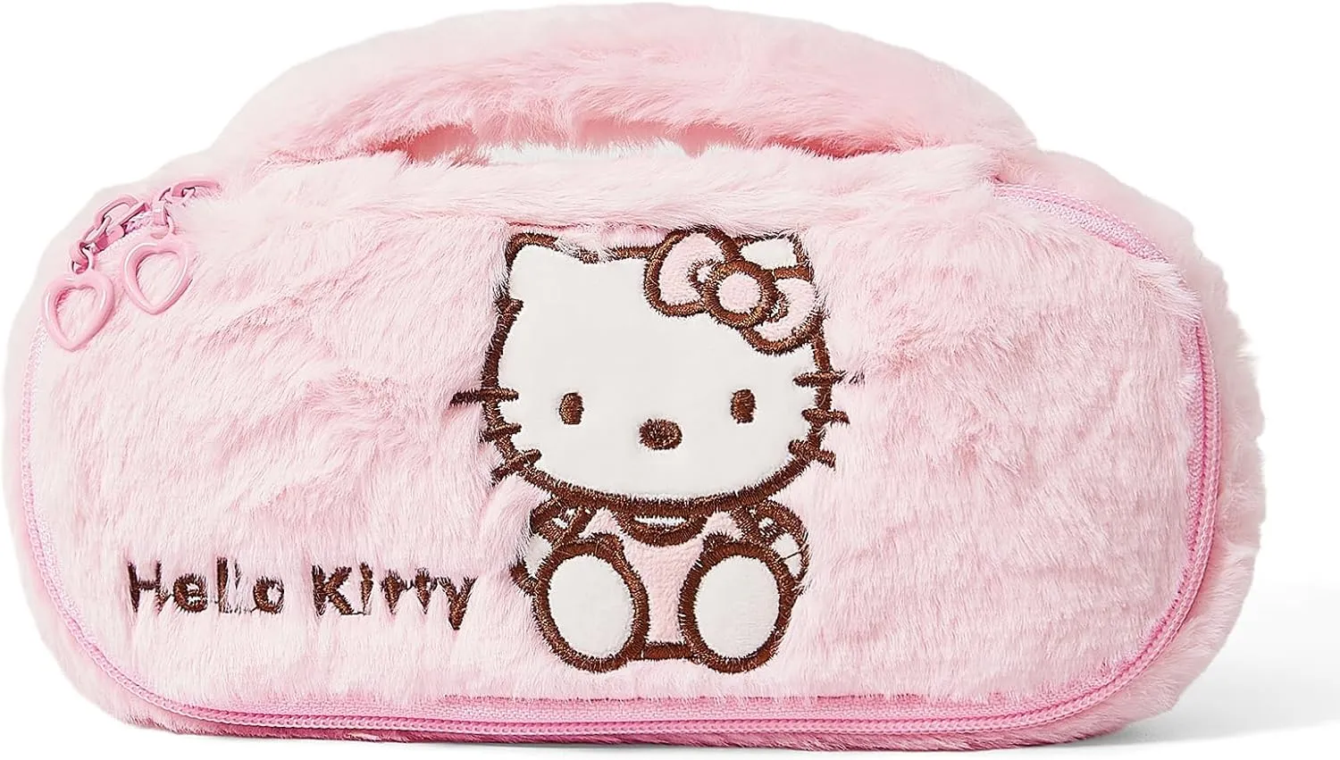 Cute Plush Makeup Bag Travel Toiletry Organizer Cosmetic Pouch with Handle for Cosmetics Brushes Toiletry Jewelry