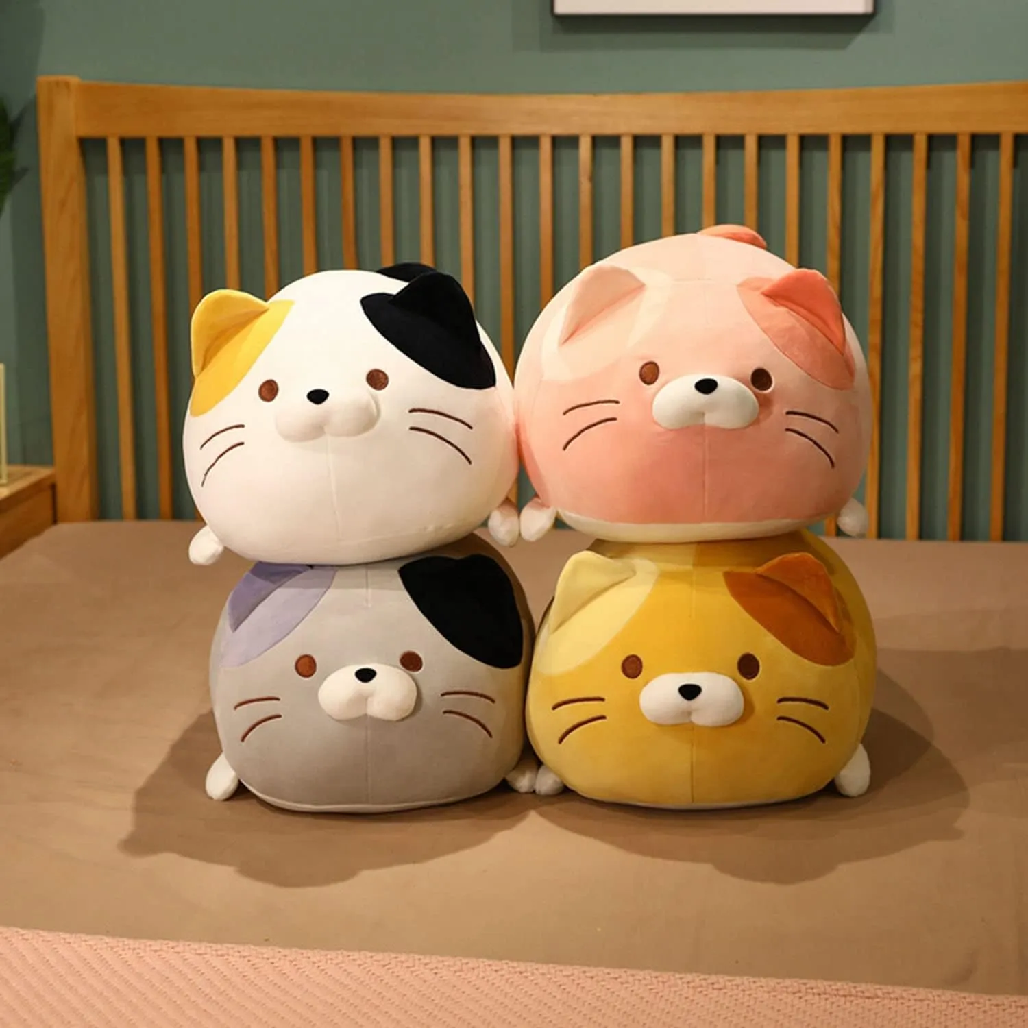 Cute Soft Fat Tabby Cat Plush Toys - Kitten Plushies Throw Pillow & Cuddly Cat Doll Pillow Gift for Kids and Lovers (Yellow, 14-Inch)