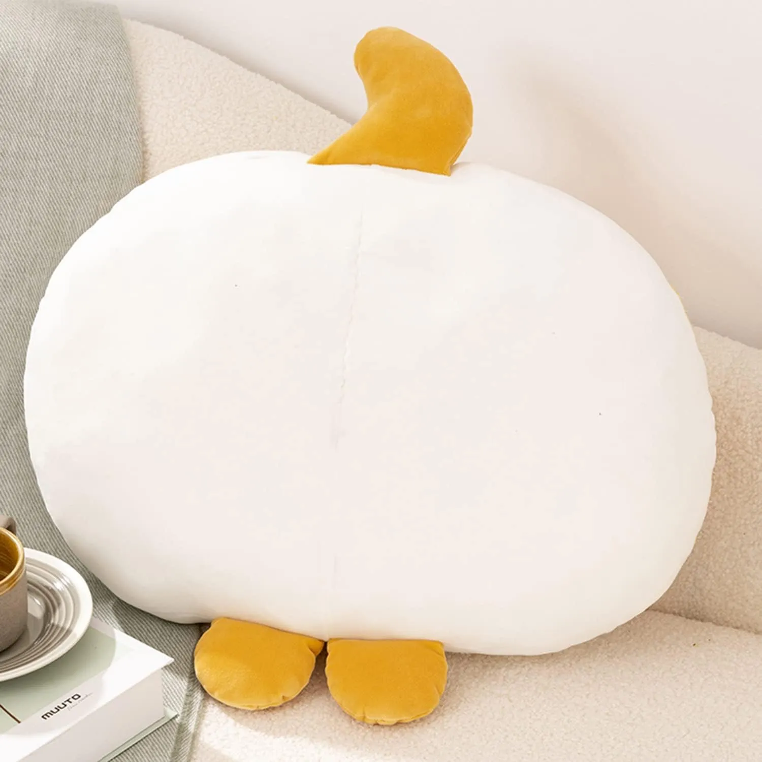 Cute Soft Round Tabby Cat Plush Toys - Kitten Plushies Throw Pillow & Cuddly Cat Doll Pillow Gift for Kids and Lovers (Yellow)