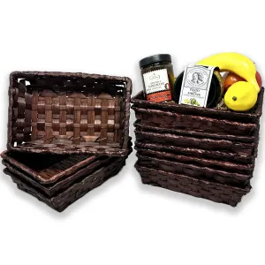 Dark Brown Rectangular Bamboo Basket 8in