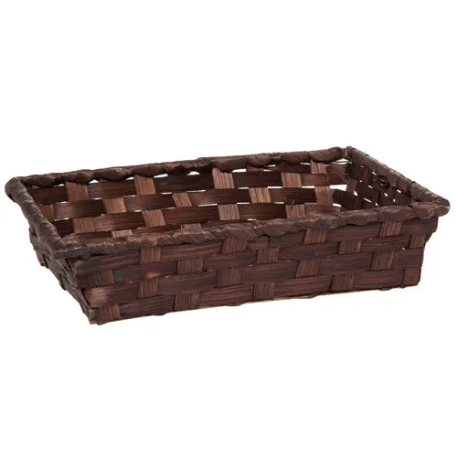 Dark Brown Rectangular Bamboo Basket 8in