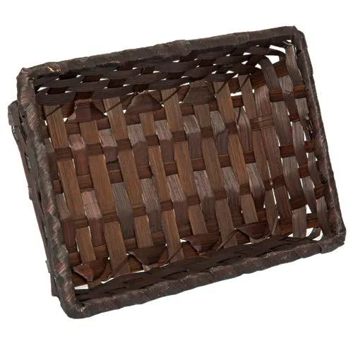 Dark Brown Rectangular Bamboo Basket 8in