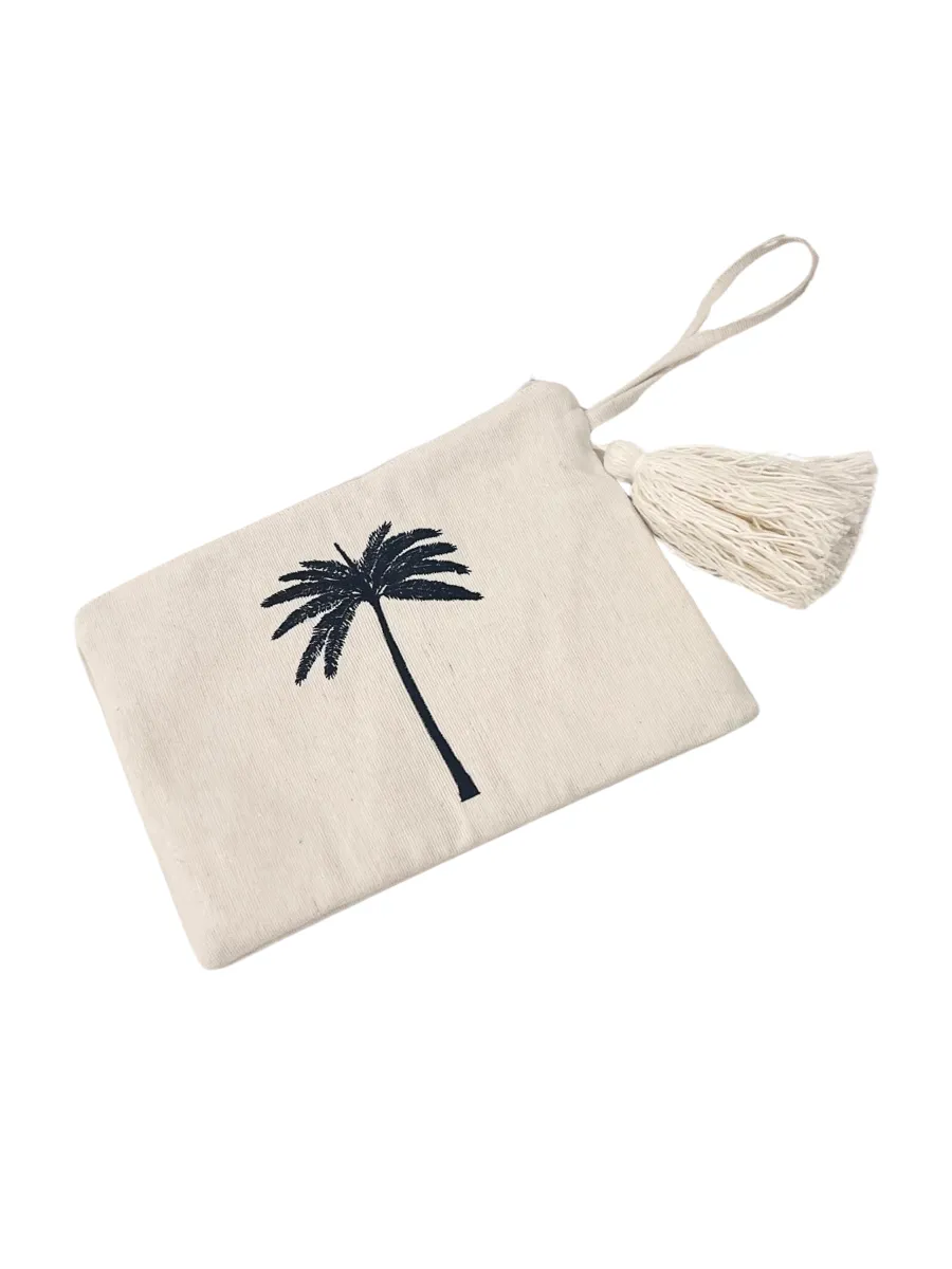 Day Palm Pouch - Black Palm on Off-white - Restock!