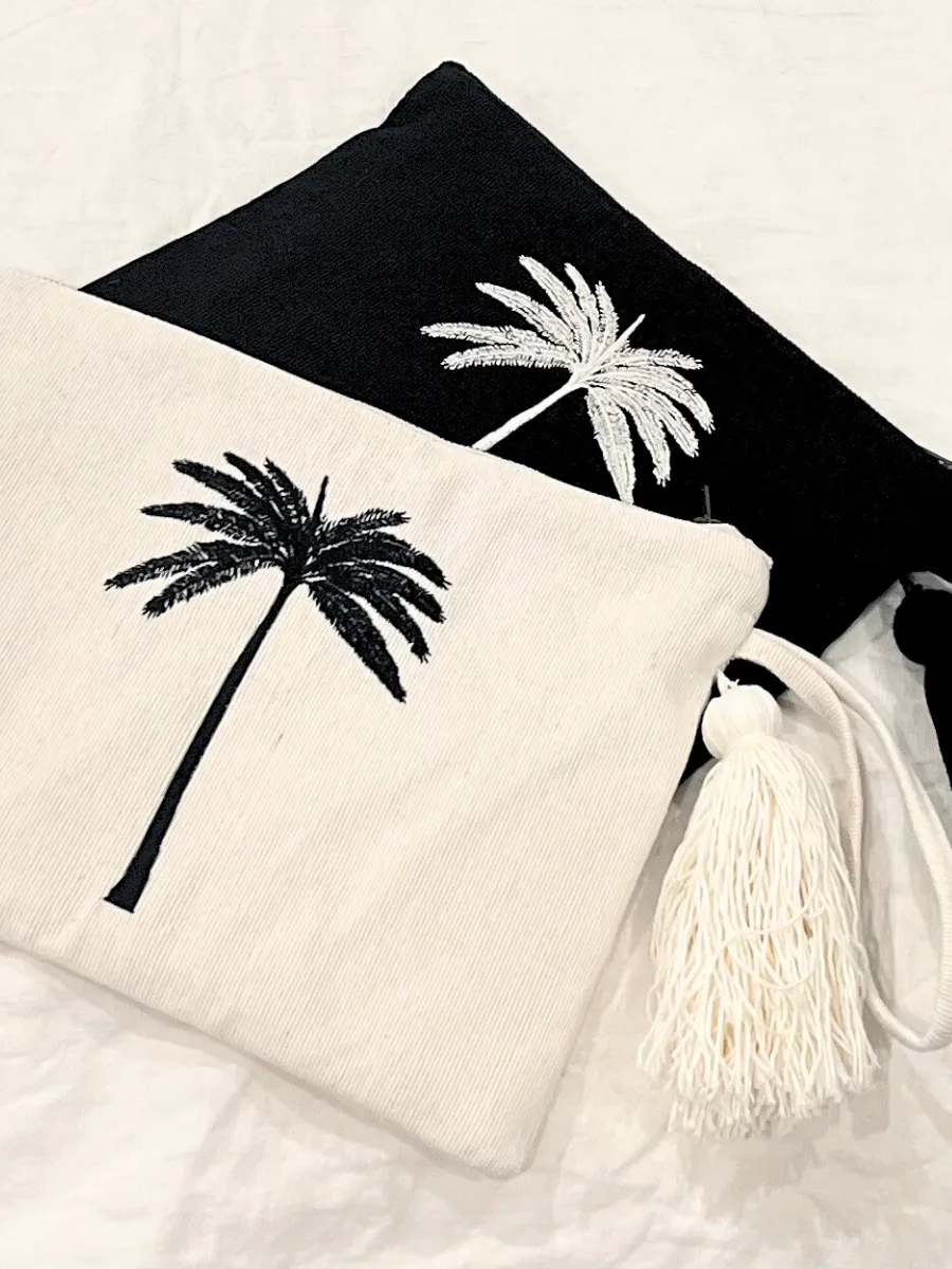Day Palm Pouch - Black Palm on Off-white - Restock!