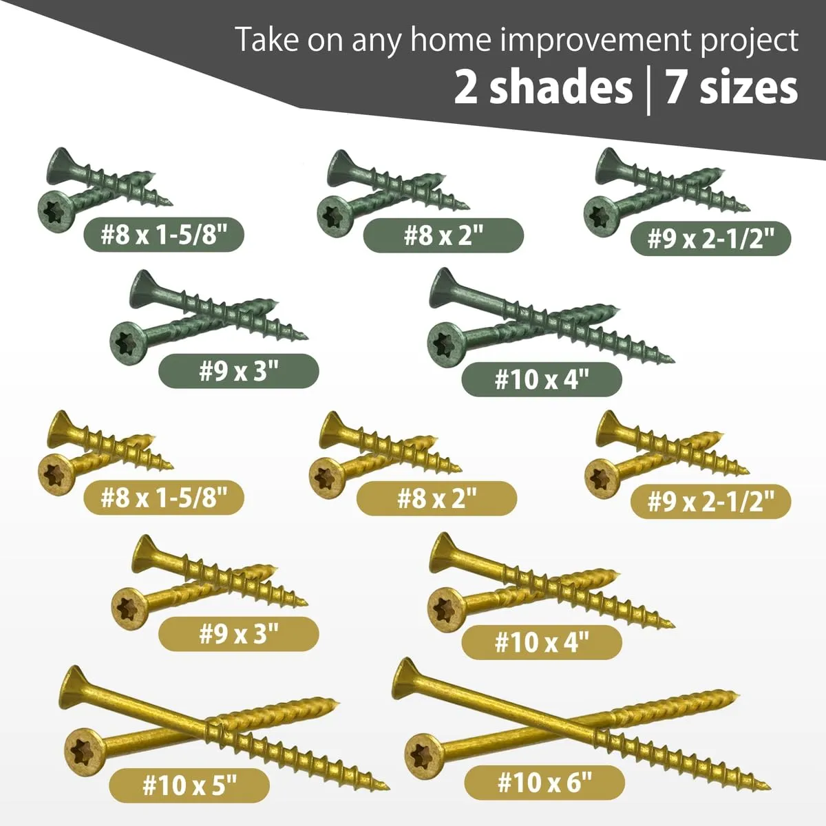 Decking Screws - #10, 4 Inch, Gold, 50 Pcs Long Star Head Wood to Wood Screws - Exterior Wood Screws for Outdoor Decking, Construction, Woodworking Projects & Furniture - Heavy Duty Deck Fasteners