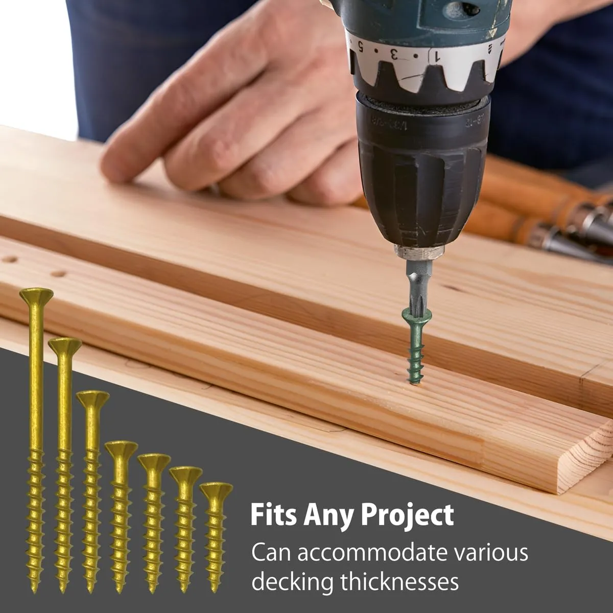 Decking Screws - #10, 4 Inch, Gold, 50 Pcs Long Star Head Wood to Wood Screws - Exterior Wood Screws for Outdoor Decking, Construction, Woodworking Projects & Furniture - Heavy Duty Deck Fasteners